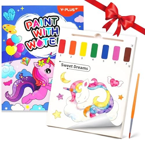 YPLUS Paint with Water Books for Toddlers, Art Craft Toys Watercolor Painting Paper, Gift for Kids Ages 1-3, 2-4, 4-6, Drawing with Brush - Unicorn