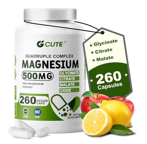 Magnesium Glycinate Complex Supplements, 260 Capsules (130 Servings) | 500mg Magnesium Glycinate, Citrate, Malate & Oxide | High Absorption, Vegan, Gluten Free, Easy to Swallow 260 Count (Pack of 1) - Image 1