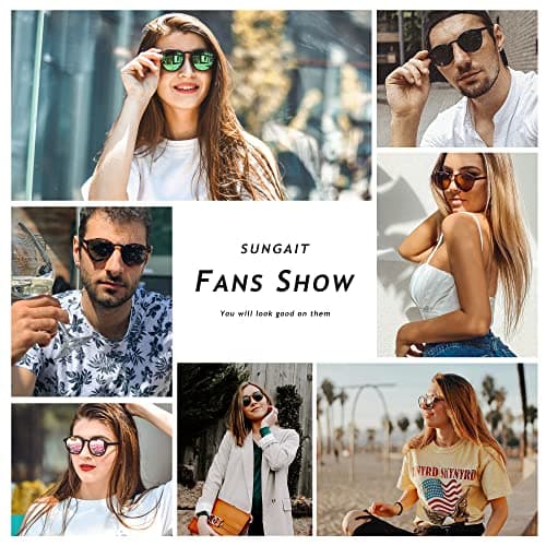 SUNGAIT Women's Classic Vintage Round Polarized Sunglasses Retro Style UV400 (Amber Frame(Matte Finish)/Brown Lens) SGT166 HPKC - Thumbnail 3