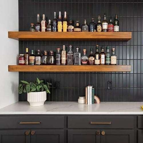 Wooden Floating Shelves for Wall, 48-inch Wall - Mounted Storage Shelves Premium Floating Bookshelf Solid Wood, Rustic Long Shelf, 48 x6.7 x 1.77 inch, for Kitchen,Living Room Shelve Home Decor - Thumbnail 2