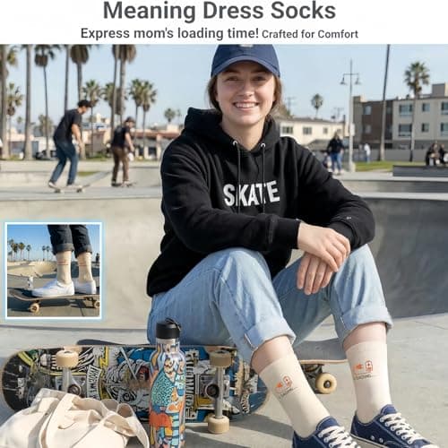 ZAOMENG Mom Mode Off Socks Funny Crew Socks for Women,Gift for Mom,Cotton Blend Socks,Novelty Socks for Mom,Mama Gifts Birthday,Mother’s Day Present Mom Life Apparel, Cute and Comfy - Thumbnail 6