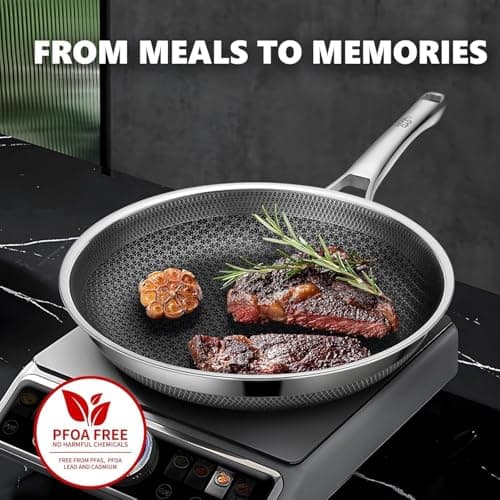OATOFP Non Stick Frying Pans 12 inch, Hybrid Frying Skillets Nonstick,non stick Stainless Steel Pans, Dishwasher and Oven-Safe Chef Pan, Induction Compatible Cooking Pan, PFOA Free Cookware - Thumbnail 6