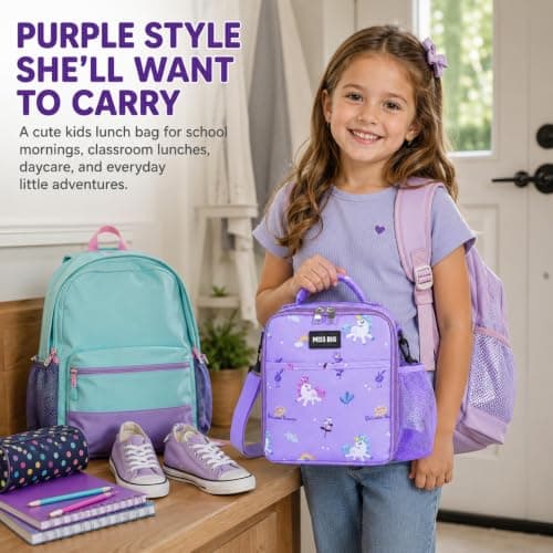 MISS BIG Purple Unicorn Kids Lunch Bag for Girls, Insulated, 5L - Thumbnail 2