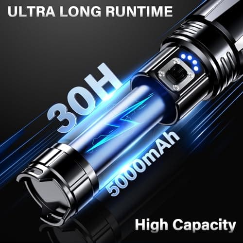 AKNEAR Rechargeable LED Flashlight 99000 High Lumens, Super Bright Flashlights with Zoomable & USB C Rechargeable & 5 Light Mode & IPX-7 Waterproof, Powerful Flash Light for Home, Hiking, Camping - Thumbnail 6