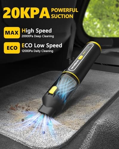 NEVERLAND Car Vacuum - 20000Pa Powerful Suction Mini Vacuum Cleaner Blowing & Inflating 4-in-1 Portable Vacuum Cordless for Car, Office Desk, Keyboards - Thumbnail 2