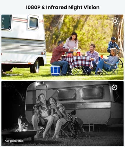 Foxpark Magnetic Wireless Backup Camera with 7" Split Screen Monitor, 2Mins DIY Installation & 1080P Battery RV Back Up Camera System, Trailer Hitch IR Night Vision Rear View Camera for Truck,Camper - Thumbnail 4