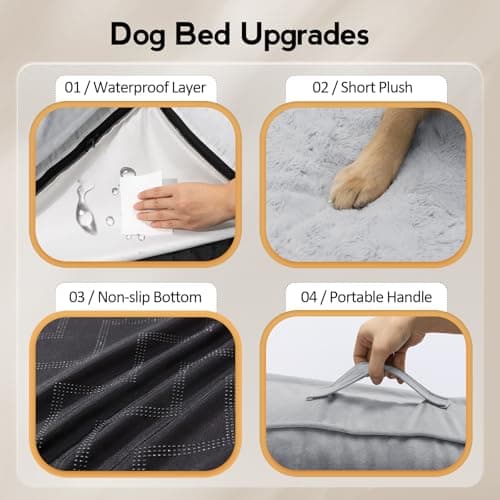 MEKIY Large Orthopedic Dog Bed with Sides XXXL Dog Beds with Removable Washable Cover Non-Slip Waterproof Pet Bed for Extra Large Dogs - Grey XXXL - Thumbnail 5