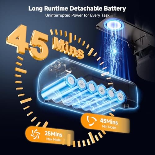 Honki Cordless Vacuum Cleaner for Home, Powerful Stick Vacuum with Rechargeable Battery, Green Light Anti-Tangle Brush, 6-in-1 Lightweight Handheld Vacuum for Pet Hair, Hard Floor, Carpet, Red - Thumbnail 3