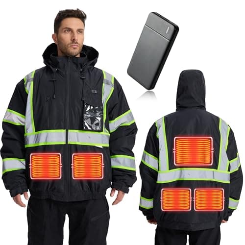 SRsafety Safety Heated Jacket,Waterproof Safety Jacket for Men with Pockets, Reflective High Visibility Safety Heated Jackets