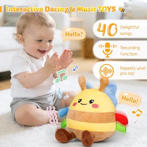 HonicWang Baby Toys 6-12 18 Months, Musical Crawling Baby Plush Toys for 3-18, Singing Recording Repeats What You Say, Tummy Time Infants Toys for Toddler 1 2 3 Year Old Boy Girl Birthday Gift Easter - Thumbnail 3