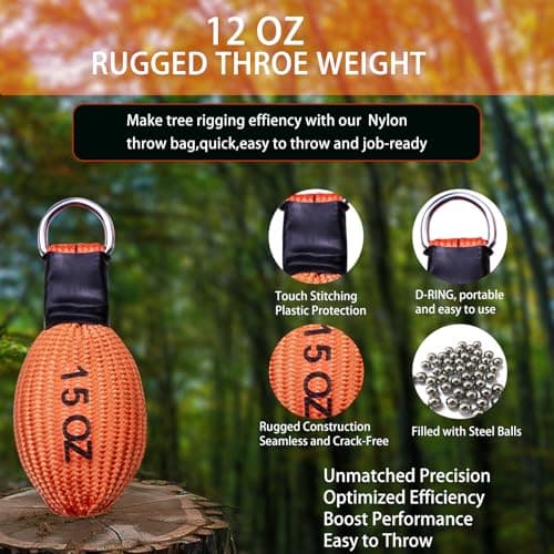 CIVIGARD Arborist Throw Weight Bag for Tree Climbing, Durable Nylon Multi Outdoor Throw Bag for Tree Work, Tear-Resistant for Sport Rock Spelunking Trimming Camping（15OZ） - Thumbnail 2