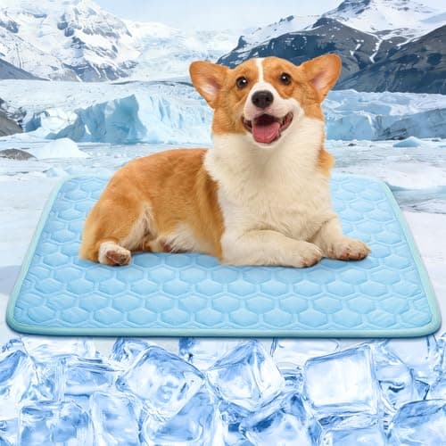 XinChangShangMao Dog Cooling Mat, Q-Max>0.5 Ice Silk Cooling Pad for Dogs Non-Slip & Foldable, No Electricity or Water Required - Portable Pet Mat for Crate, Car, Travel,Sofa,Floor (3 Sizes)