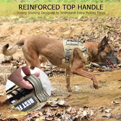 PET MARVEL Heavy Duty Dog Harness with Handle, No Pull Adjustable Outdoor Vest with Metal Buckles, MOLLE Panel & Reflective Strips for Medium Large Dogs - Thumbnail 4