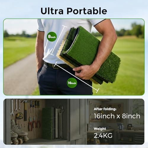 Nesync 4-in-1 Foldable Heavy-Duty Golf Hitting Mat, Sand & Tee Turf, Anti-Slip Backing，for Swing/Chip/Putting Practice，Golf Practice Mat with Golf Mat Tees - Thumbnail 4