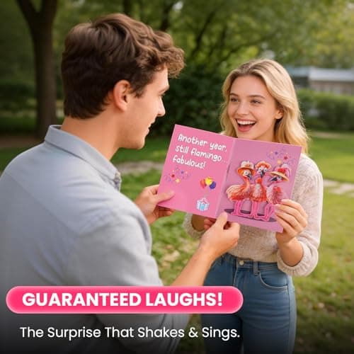 mountova Funny Birthday Cards with Sound & Motion - Flamingo Musical Birthday Cards for Her Women, Mom, Sister, Bestie, Pop Up Birthday Card with Envelope, 5.9" x 7.9" - Thumbnail 3