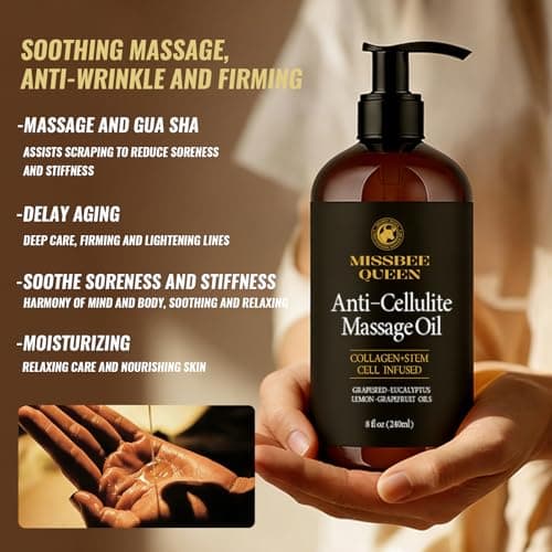 Anti Cellulite Massage Oil | Firming Body Oil with Collagen | 8 Fl Oz | Improve Skin Smooth & Appearance of Cellulite & Moisturizing | Neck & Legs & Body | Sensitive Skin | MC-1 Massage Care Series - Thumbnail 4