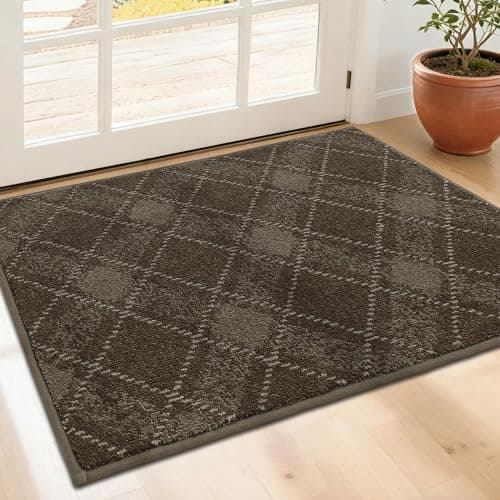 COSY HOMEER Door Mat Non-Slip, Soft Absorbent TPR Backing Doormat for Front Door Inside Entrance, Washable Low Profile Mats for Pets & Family, 24" x 36", Brown - Image 1