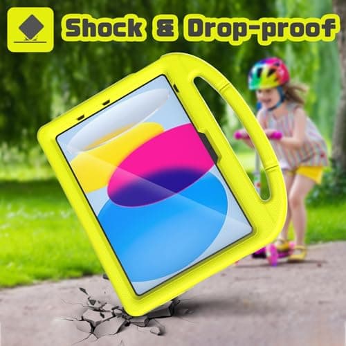 YIHE Kids Case for iPad (A16) 11th Generation 11 Inch 2025 & iPad 10th Generation 10.9 inch 2022, with Built-in Screen Protector and Stable Stand, Full Body Shockproof Protective Cover - Light Yellow - Thumbnail 3