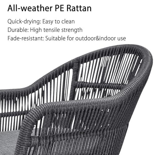 PURPLE LEAF 9 Pieces Outdoor Dining Set with Cushion Modern Rattan, Grey - Thumbnail 2