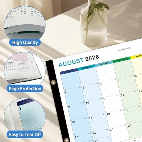 Dayvorax 2026-2027 Desk Calendar - 22" x 17", 18 Month Calendar Jan 2026 - Jun 2027, Large Monthly Desktop Calendar with Daily Blocks, Thick Paper, Corner Protectors - Colorful (3 Stickers Included) - Thumbnail 3