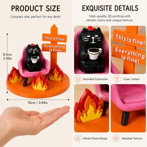 MAYIPLAY Black Cat Gifts for Cat Lovers Women Meme Cat Figurines Funny Desk Decor Gifts for Coworkers Friends Emotional Support Desk Accessories - Thumbnail 3