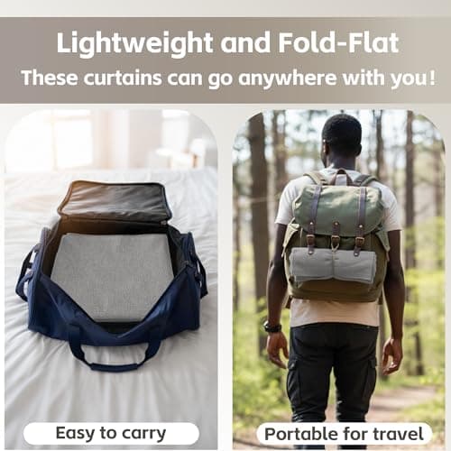 NICETOWN Grey Linen 100% Blackout Blind Doorway Curtain Self Adhesive Drape, No Drill Easy to Install for Kitchen Window Cover, W59 x L72, 1 Panel - Thumbnail 3