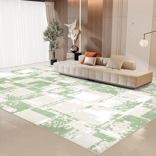 GEMBED Modern Area Rug - 9'x12' Machine Washable Rug for Bedroom Living Room, Soft Non Slip Non Shedding, Geometric Style Rugs for Home Decor, Nursery, Playroom, Teen Dorm, Green - Image 1