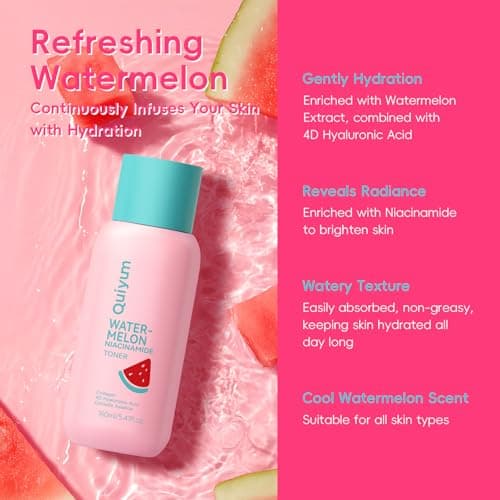 QUIYUM Watermelon & Niacinamide Skin Care Set, Beauty Facial Skincare Products, Routine Skincare for Teens, Nourishing, Hydration, Glow Up, Trendy Stuff for Girls with 3PCS, Birthday Mother's Day Gift - Thumbnail 3