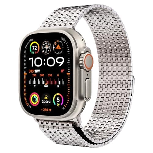 LULULOOK Milanese Mesh Loop Compatible with Apple Watch Band 49/46/45/44/42/41/40/38mm for Men Women, Stainless Steel Magnetic Buckle Strap for iWatch Ultra 3/2 Ultra Series 11 10 9 8 7 6 SE 5 4 3 - Image 1
