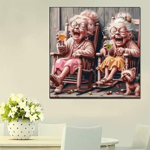 igoodom Paint by Numbers Kit for Adults Beginner, Adult Paint by Number Kits on Canvas, DIY Adults' Paint-by-Number Kits for Gift Home Wall Decor 16x16inch - Thumbnail 2