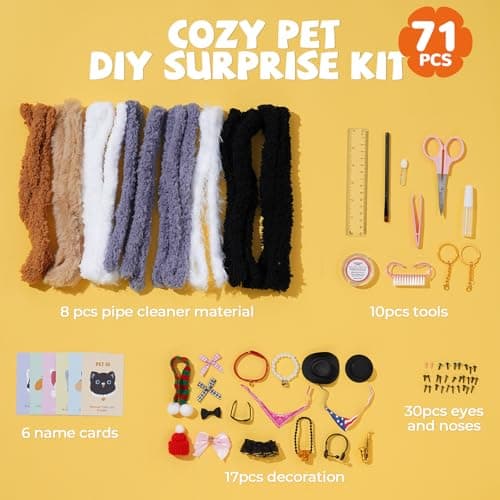 JMMICO 71 PCS Pipe Cleaner Craft Kit for Kids- DIY Animal Puppy Kit with Video Tutorial, Creative Gifts, Kids Classroom Prizes, Arts and Crafts for Kid, Gifts for 8+ Year Old Girls - Thumbnail 5