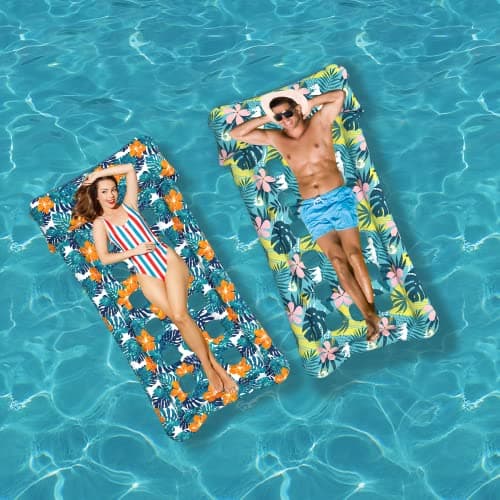 HomeKaren Oversized Pool Floats Lounge 2 Pack 73" X 33", Inflatable Tanning Pool Floaties for Adults, Cooling Pool Raft Lounger Pool Rafts & Inflatable Ride-Ons for Pool Party, Sea, Beach, Lake River - Thumbnail 3