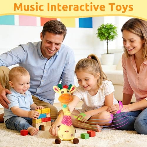 Dancing Talking Giraffe Baby Toy for Baby Toy 6-12 Months & Toddlers 1-3 Years Boy Girl, Interactive Toy Repeat What You Say Tummy Time Giraffe for Baby Early Education, Enlightenment,Sensory Fun Gift - Thumbnail 6