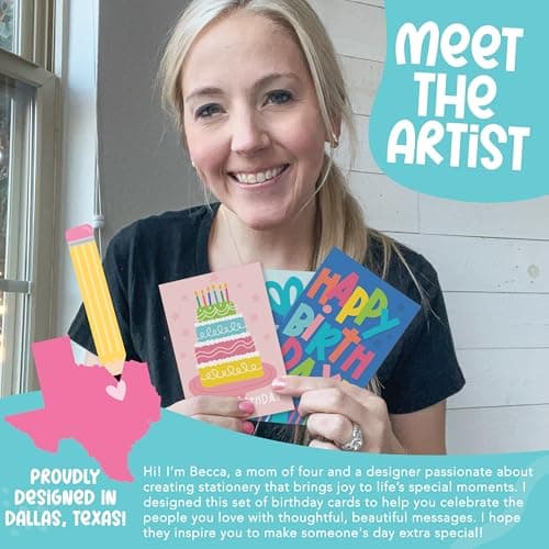 Hadley Designs Happy Birthday Cards Bulk with Envelopes - 54 Assorted Birthday Cards for Kids & Adults, Bulk Greeting Card Pack for Office, Generic Bday Notecards with Envelopes, Designed in USA - Thumbnail 2