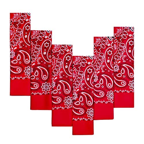 6-Pack Red 100% Cotton Bandanas Gift Set – 22x22 Inch Paisley Head Wraps, Face & Neck Scarves, Multi-Purpose Accessories for Men & Women, Holiday & Everyday Gifting