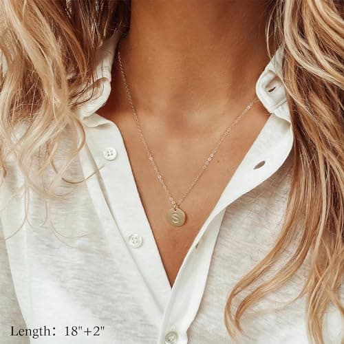 Vjoypro Layered Initial Necklaces for Women, 14K-Gold-Plated Initial V Letter Coin Pendnat Y-Necklaces Layering Long Necklace Dainty Bar Necklace Jewelry Gifts for Women - Thumbnail 4