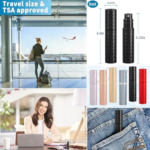 Qavhun Travel Perfume Atomizer Bottle Refillable - 5ml Leakproof Fragrances Perfume Atomizer, Portable Perfume Sprayer, Perfume Refillable Bottle for Traveling (Black) - Thumbnail 5