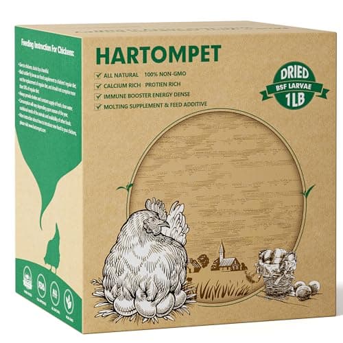 HARTOMPET 1LB Non-GMO Dried Black Soldier Fly Larvae for Chickens, Superior Calcium Boost, Better Than Dried Mealworms, Poultry Feed Ideal for Molting & Laying Hens, Wild Birds, Ducks | Top Grade BSF