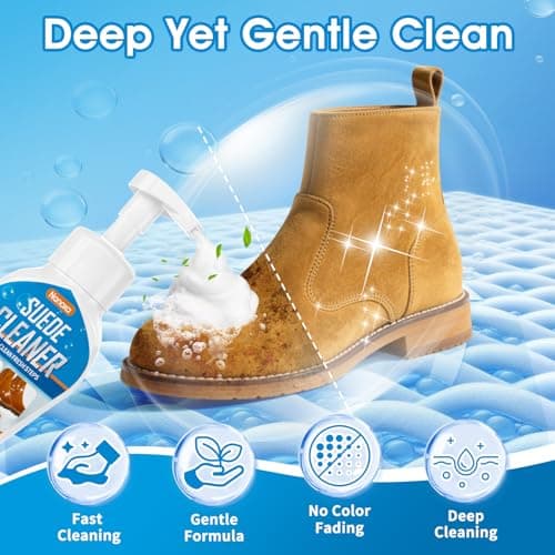 Nanoxa Suede Shoe Cleaner, Suede Cleaner Removes Dirt and Stains, Suede Shoe Cleaning Kit with Brush and Towel, Foam Shoe Cleaner for Suede, Nubuck, Leather, Boots, Sneakers & Trainers - Thumbnail 2