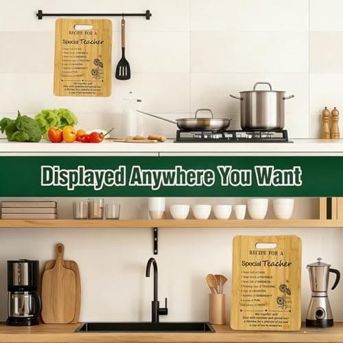 Gifts for Teacher Appreciation Gift Ideas, Recipe Cutting Board for Teacher Thank You Gift from Students, Best Gifts for Teachers Gifts Teachers Retirement Day Gift Bamboo Cutting Board Kitchen Decor - Thumbnail 5