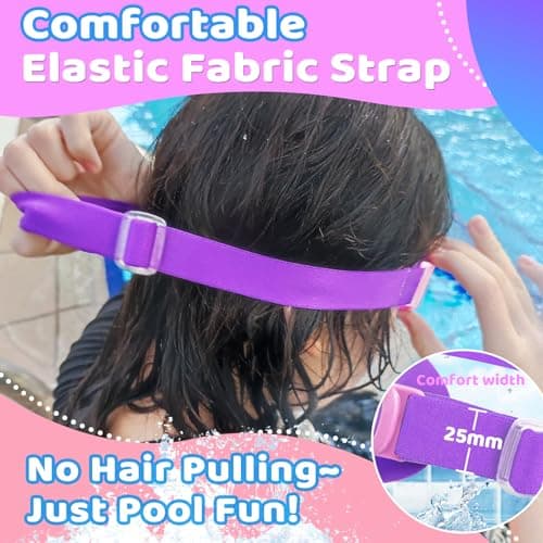 Vvinca Kids Goggles with Comfort Fabric Strap, Kids Swim Goggles Wide View Anti-Fog/UV No Leaking Swimming Goggles for 3-14 - Thumbnail 4