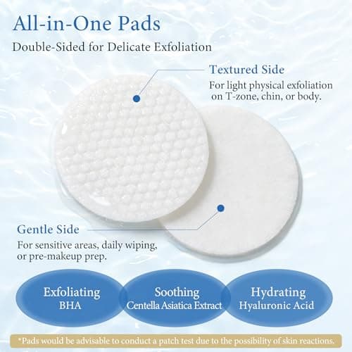 Exfoliating Toner Pads for Face & Body, Gentle for Sensitive Skin, 1% Salicylic Acid, Pore Cleansing & Smoothing, with Cica & Hyaluronic Acid, 70 Count - Thumbnail 6