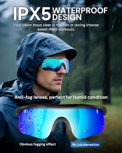 NICKLUC Bluetooth Sunglasses for Men & Women - Premium Clear Sound Open Ear Audio Glasses for Running Cycling, Polarized UV400, Anti-Slip Lightweight Comfort - Thumbnail 6