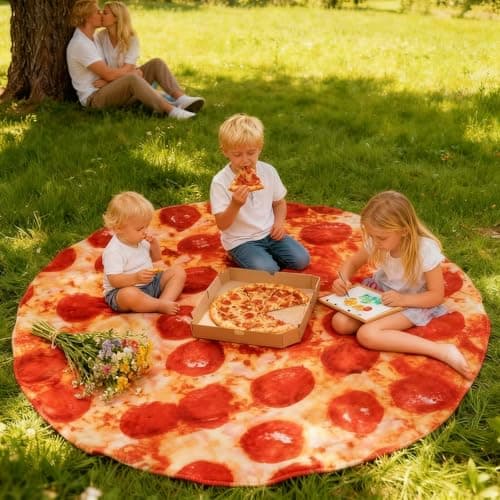 Pepperoni Pizza Blanket Baby Stuff Shower White Elephant Gifts for Kids Throw Blankets Wrap Swaddle Toddler Boy Girl Party Novelty Gag Pets Soft Fleece 40in - Thumbnail 5