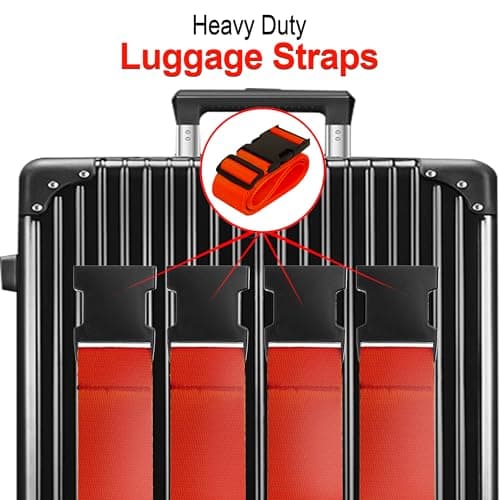 Luggage Straps for Suitcases TSA Approved Travel Belt 4 Pack by Chelmon (Red) - Thumbnail 3