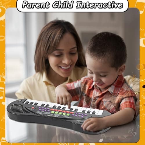 EKKBHKI 32 Keys Kids Piano Keyboard Toys, Multifunction Keyboard for Kids - Children Early Learning Educational Music Piano Toys for 3-8 Year Old Boys and Girls (Black) - Thumbnail 6