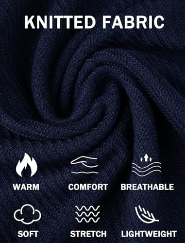 BAYAMO Mens Polo Sweater V Neck Long Sleeve Pullover Sweater Casual Knit Textured Sweater Navy M - Thumbnail 6