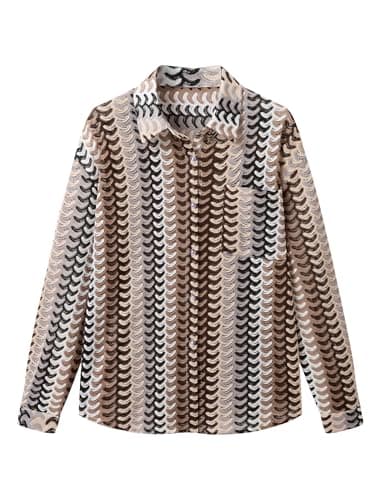 ZAFUL Womens Beach Cover Up Summer Lightweight Cardigans Crochet Boho Swimsuit Cover Up Long Sleeve Cardigans Beach Wear Brown L - Thumbnail 5
