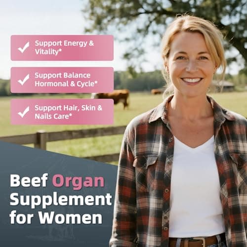 Alliwise 2 Pack Beef Organ Supplement for Women - Supports Female Hormonal Balance, Energy & Overall Wellness, 100% Grass Fed Beef Organs Complex: Liver Uterus* Heart & 3 More, (2 Capsules Daily) - Thumbnail 2
