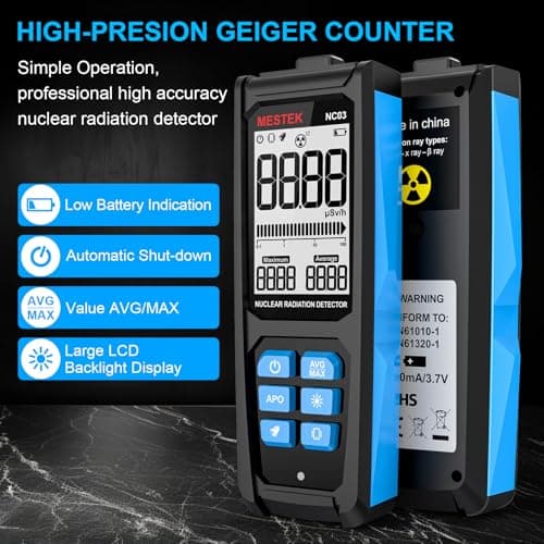 Nuclear Radiation Detector, MESTEK Geiger Counter Dosimeter Radiation Detector with Digital & Analog Dual Display, Portable Beta Gamma X-ray Monitor Meter, Rechargeable - Thumbnail 2